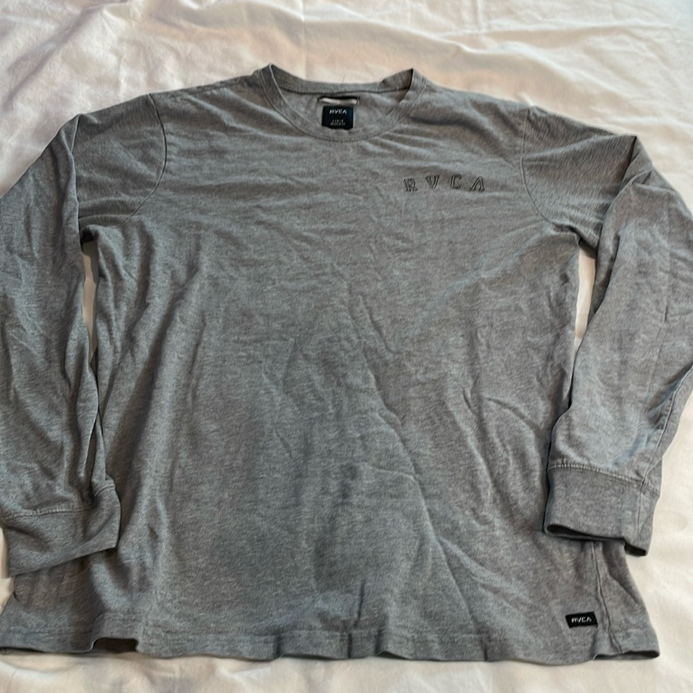 RVCA Men’s Grey Logo Long Sleeve T-shirt Size Large